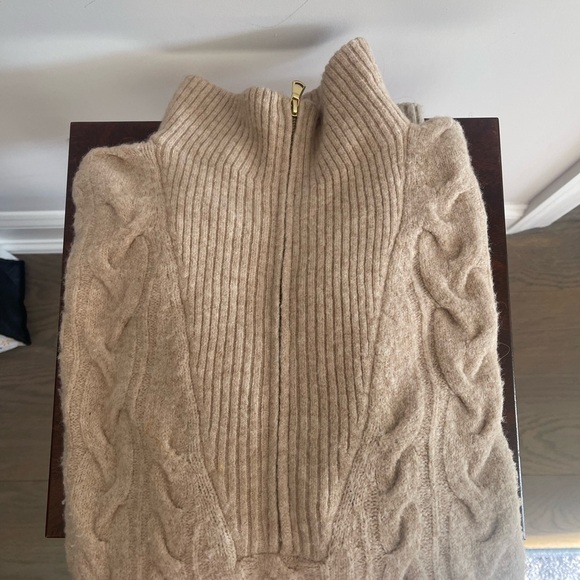 J. Crew Half Zip Cable Sweater in Supersoft Yarn Camel Size XXL EUC - Picture 6 of 7